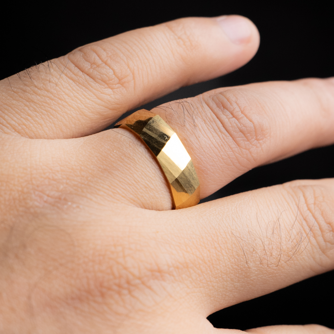 Solar Verse Gold Ceramic Ring
