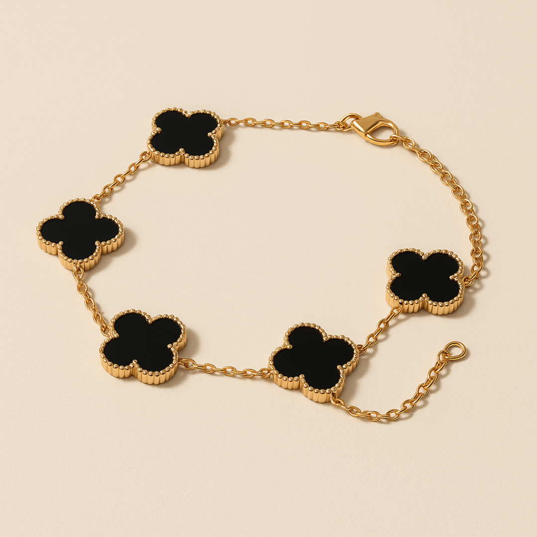 Onyx Bloom Gold Plated Bracelet