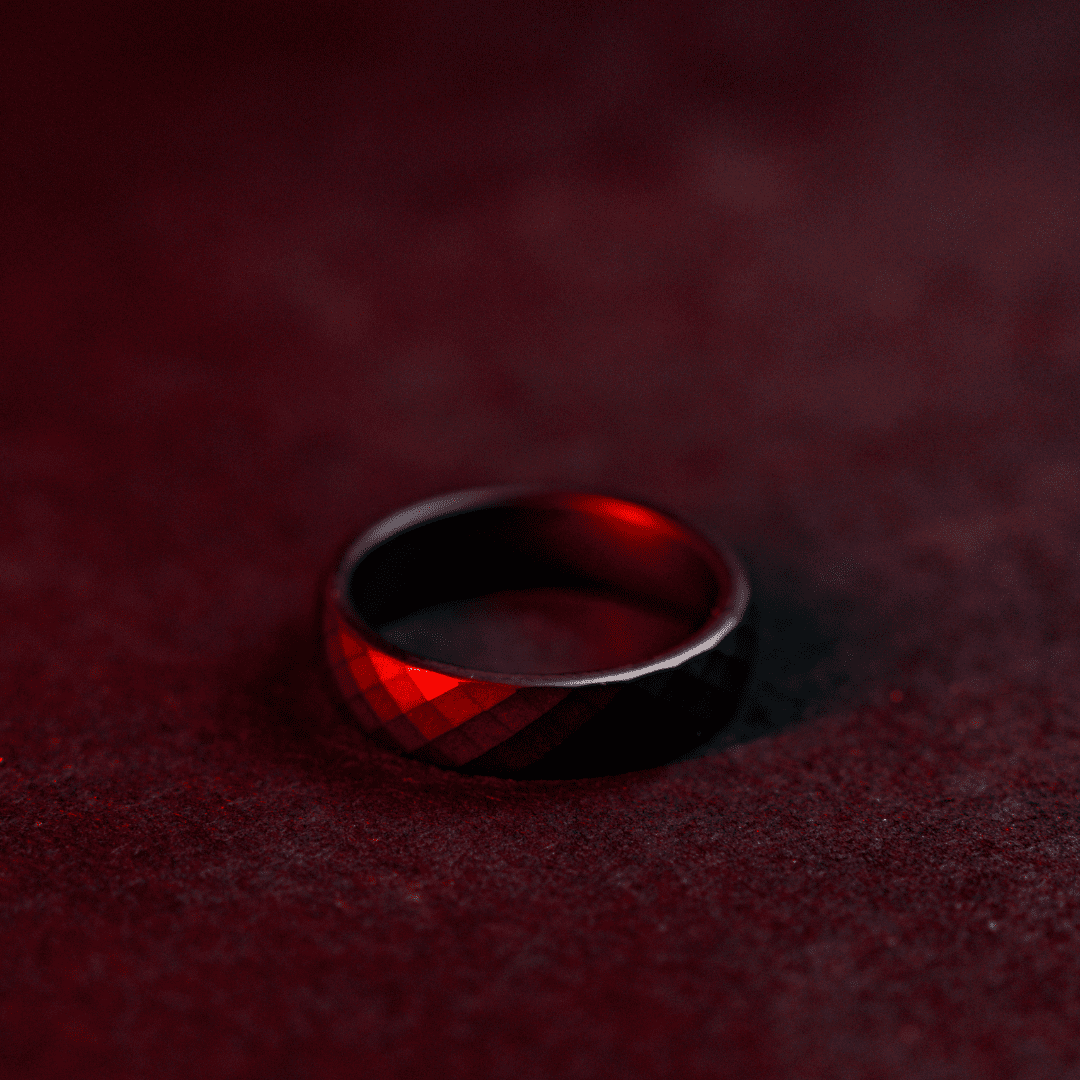 Matte Black Ceramic Serpent Skin Ring