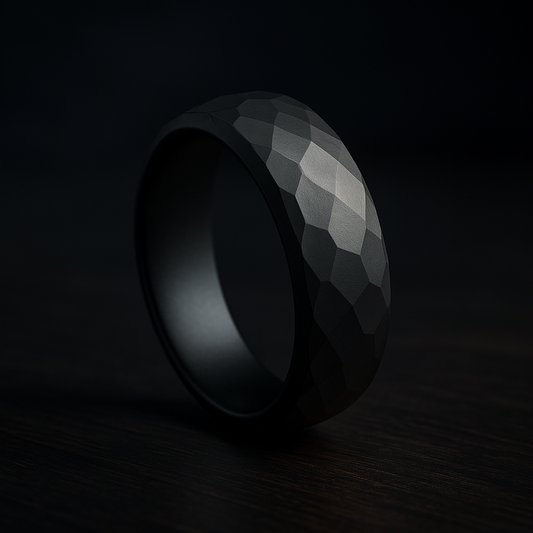 Matte Black Ceramic Serpent Skin Ring