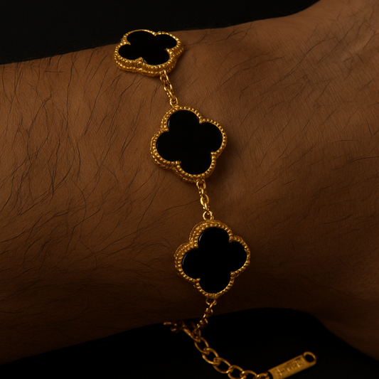 Onyx Bloom Gold Plated Bracelet