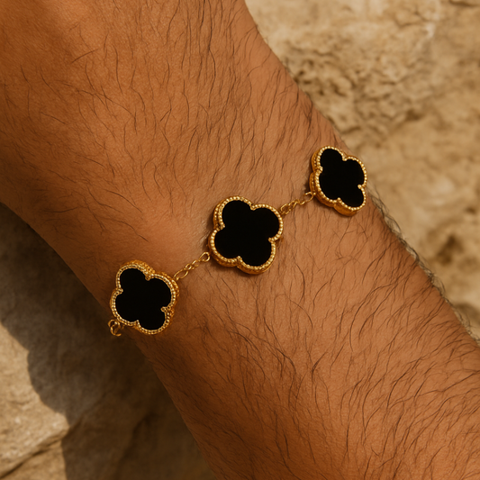 Onyx Bloom Gold Plated Bracelet