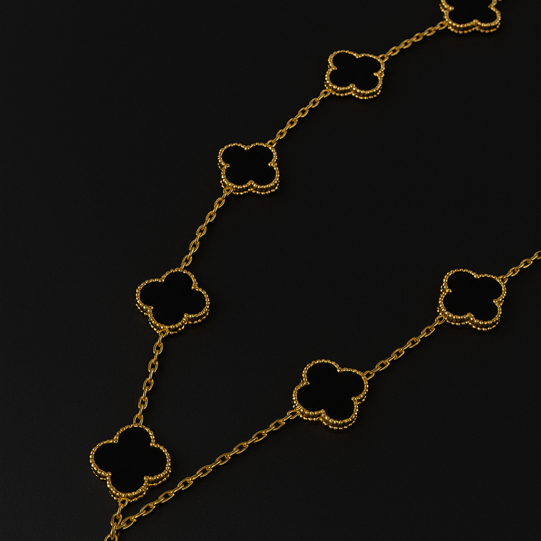 Onyx Clover Link Neck Chain