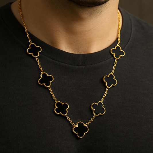 Onyx Clover Link Neck Chain