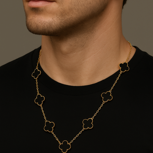 Onyx Clover Link Neck Chain