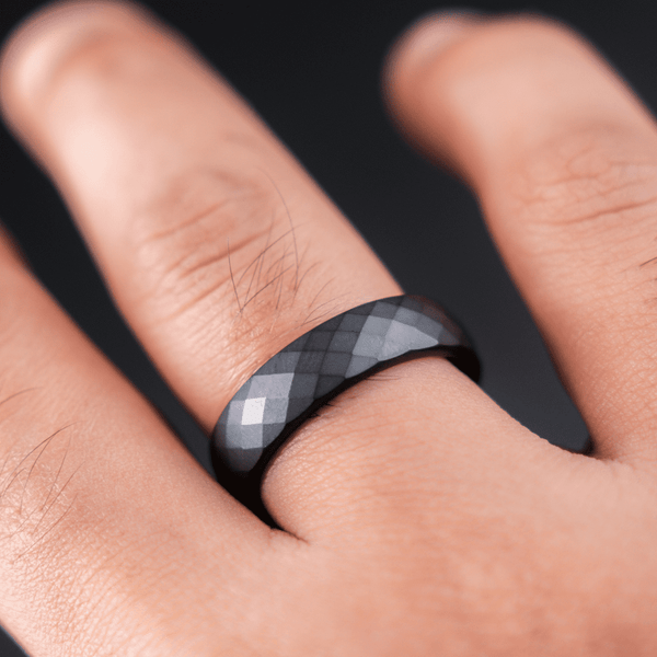 Matte Black Ceramic Serpent Skin Ring